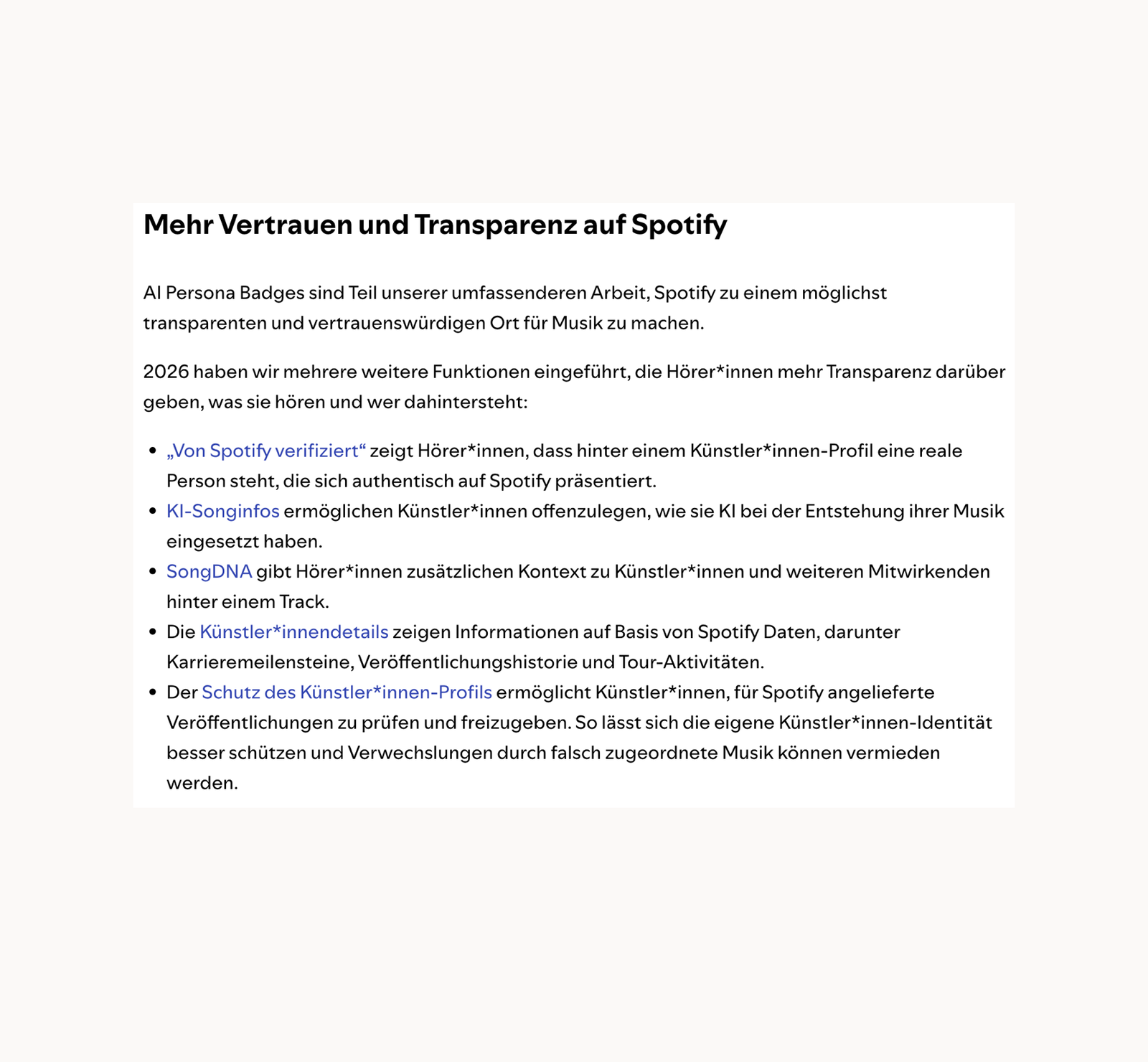 Spotify - KI Kennzeichnung