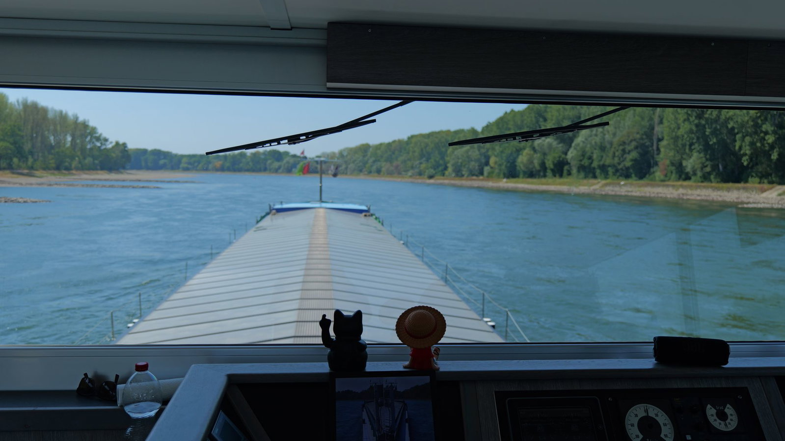 So blickt der Schiffsführer über den Rhein.