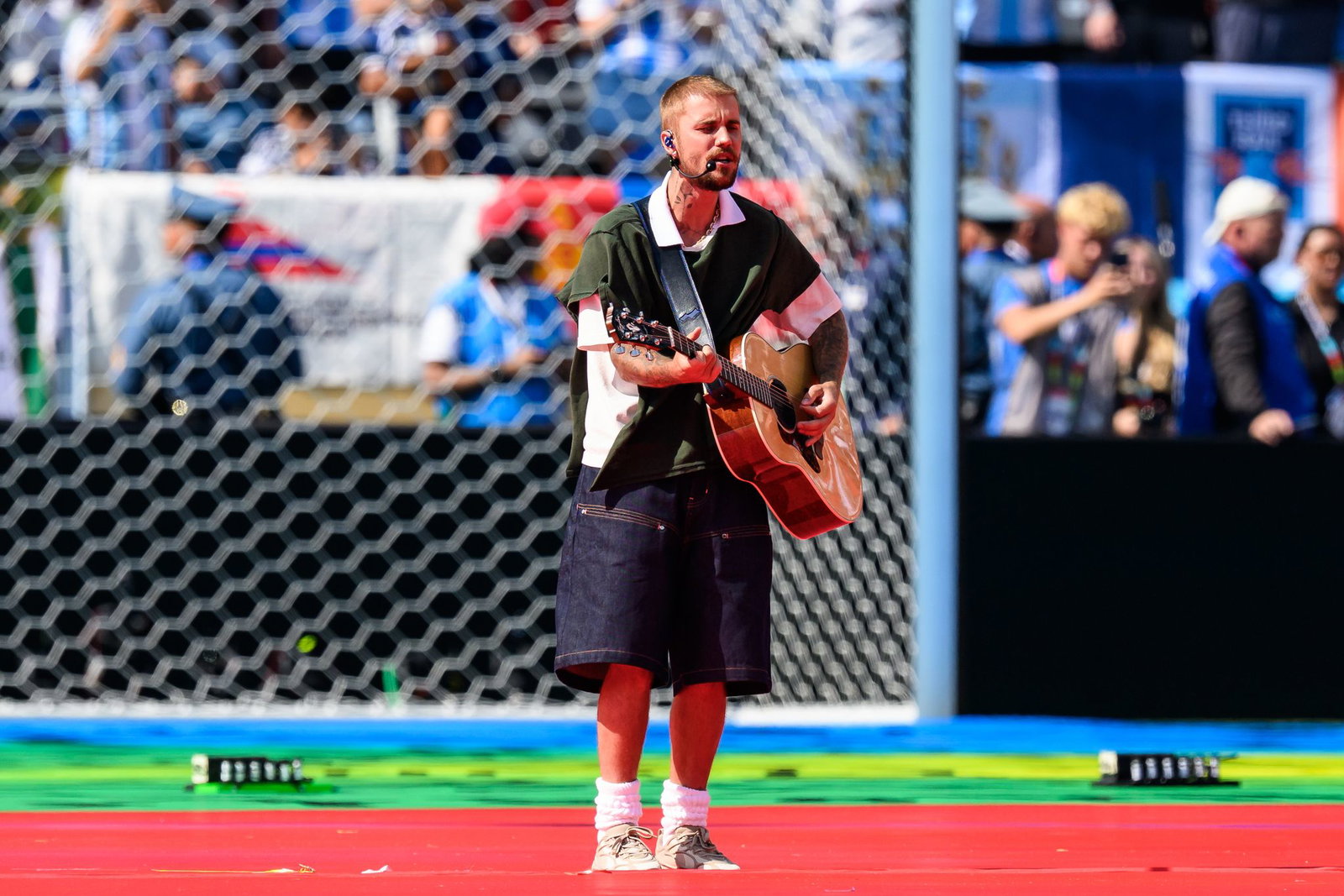 Justin Bieber bei einem seiner seltenen Auftritte beim Finale der Fußball-WM bei New York. (Archivbild)