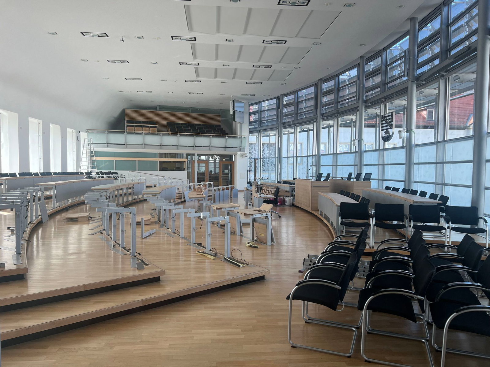 Der Plenarsaal im Magdeburger Landtag wird umgebaut.