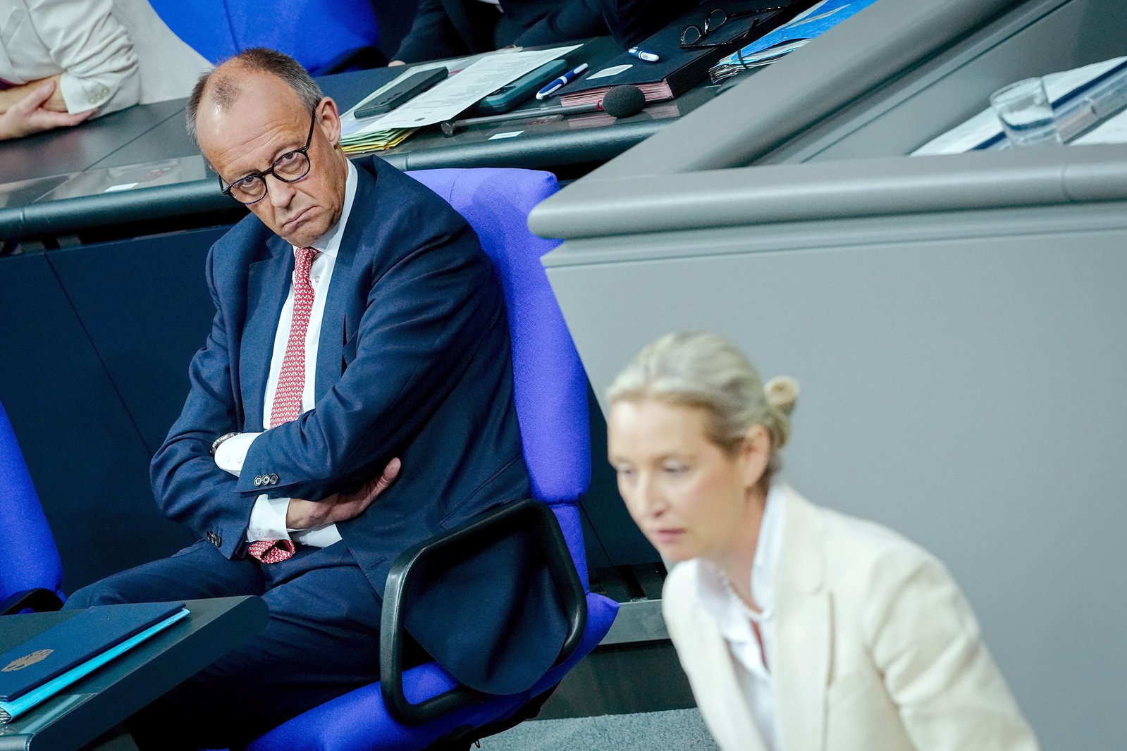 Merz' Rededuell mit Weidel dürfte ganz im Zeichen der AfD in Sachsen-Anhalt stehen. (Archivbild)