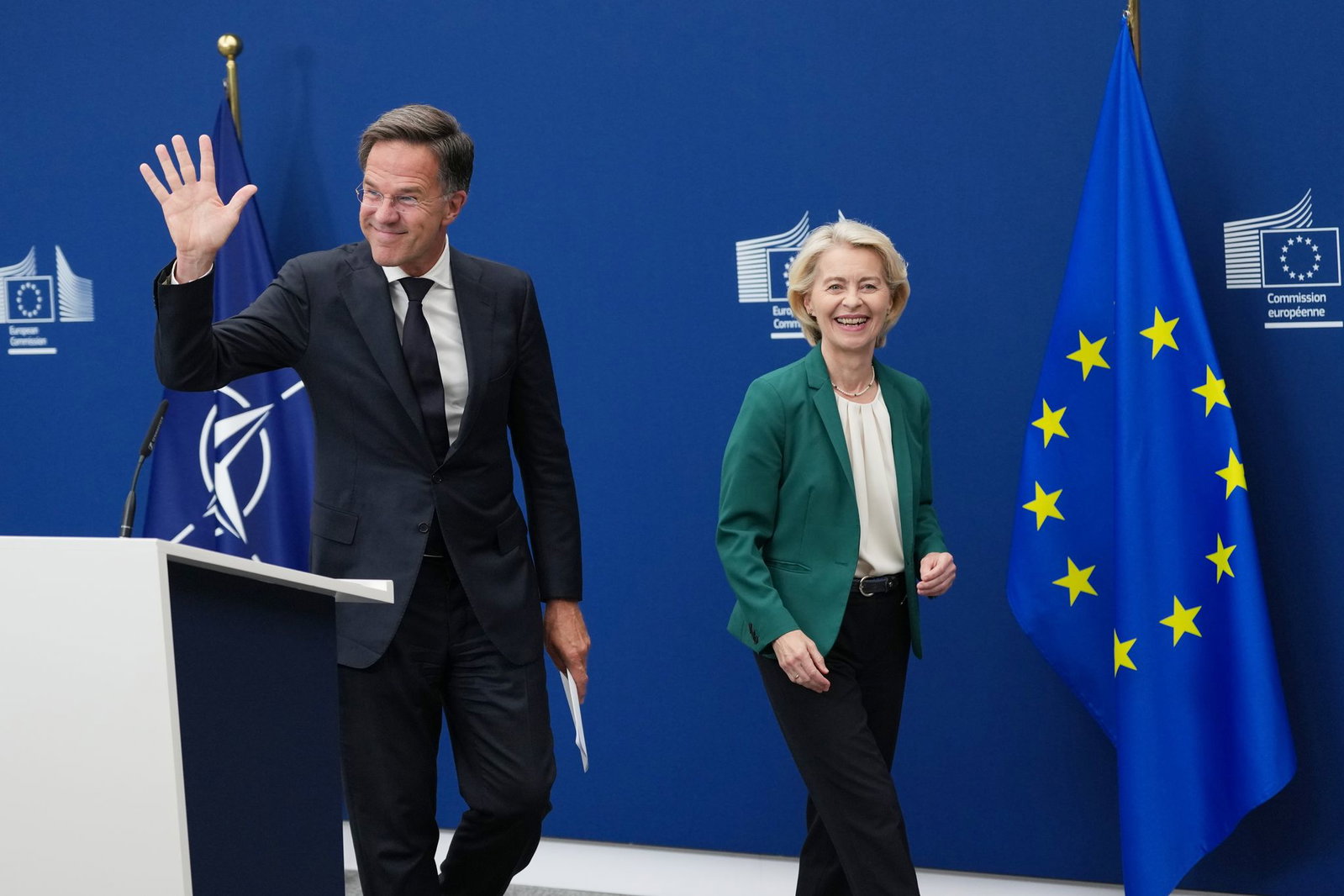 EU-Kommissionspräsidentin Ursula von der Leyen und Nato-Generalsekretär Mark Rutte äußern sich in Brüssel zum Vorfall mit einer Sprengstoffdrohne auf dem Flughafen Leipzig/Halle.