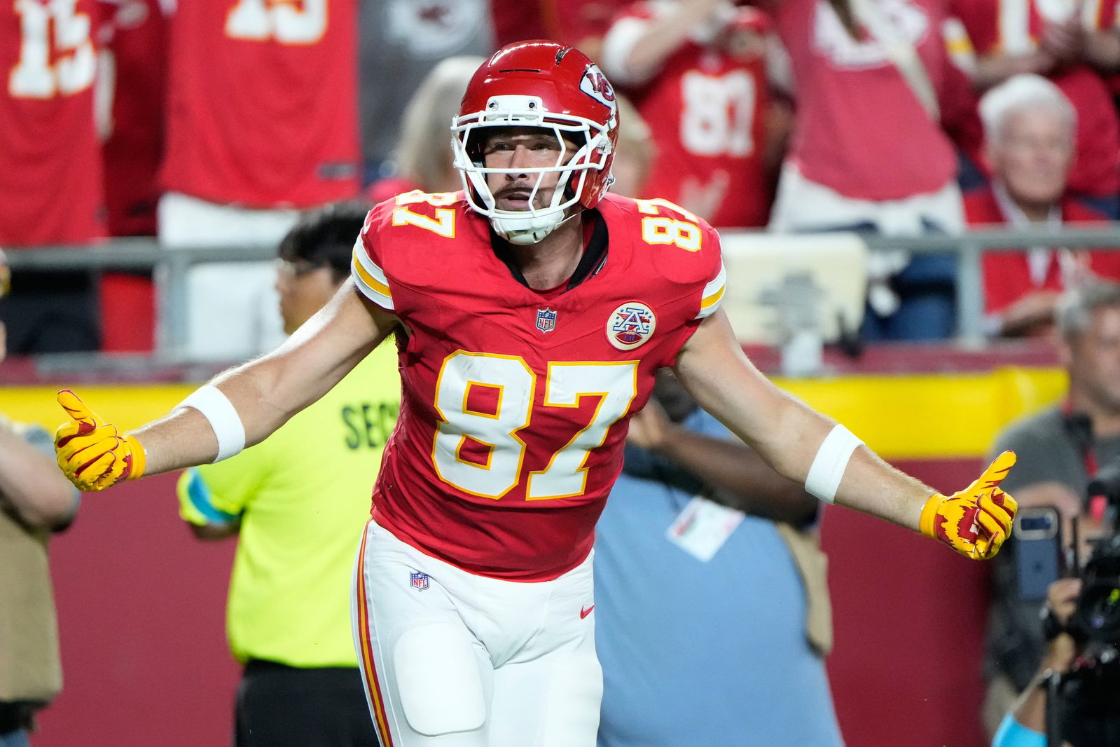 Travis Kelce jubelte über einen Touchdown und einen guten Auftritt.