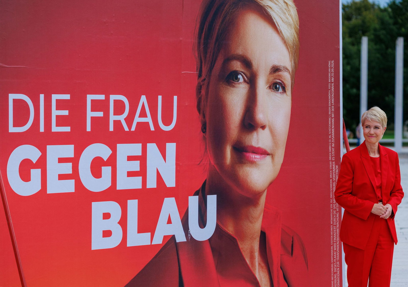 Schwesig präsentierte sich im Wahlkampf als Frau gegen Blau. 