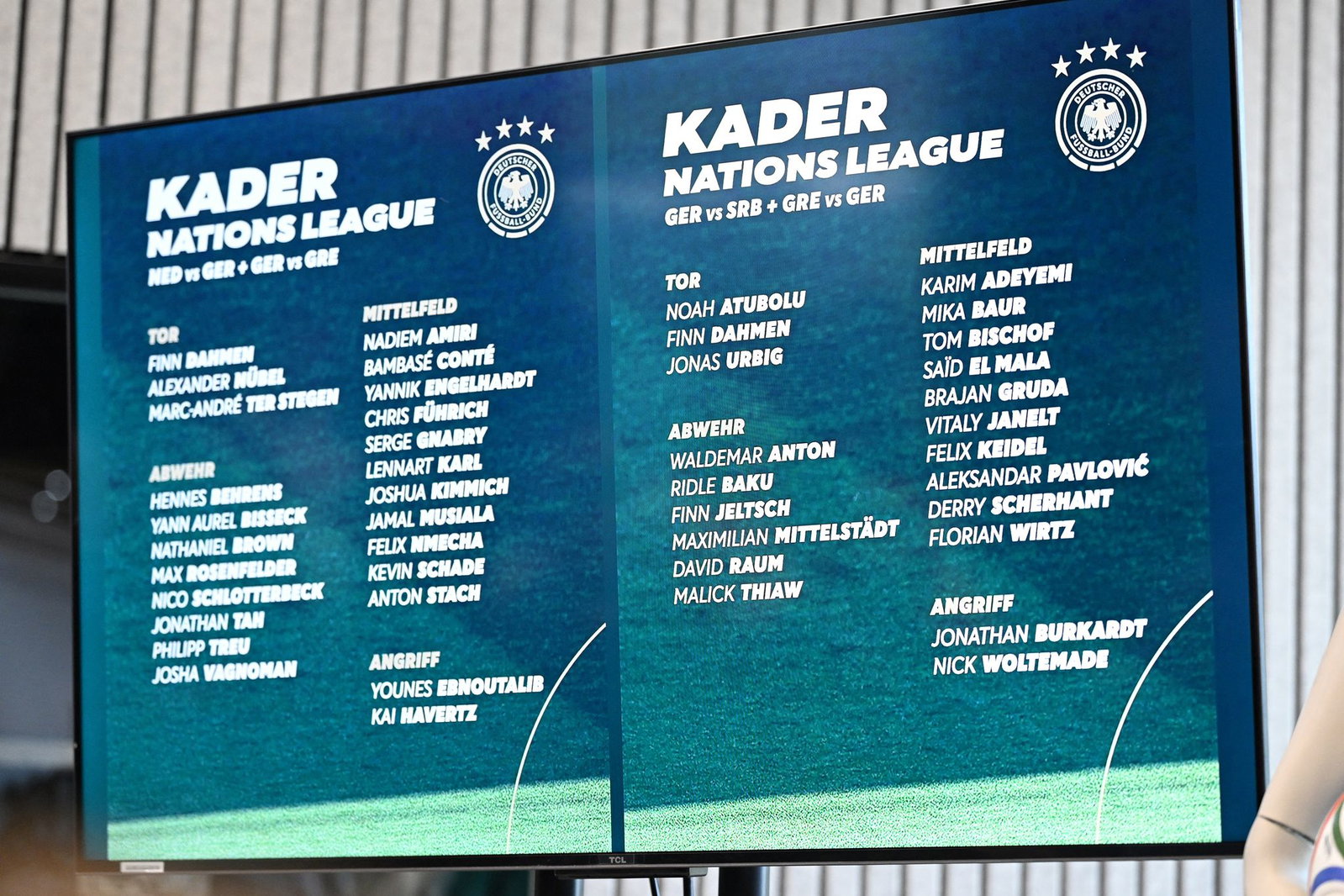 44 Namen stehen auf dem DFB-Tableau für die Spiele in der Nations League. 