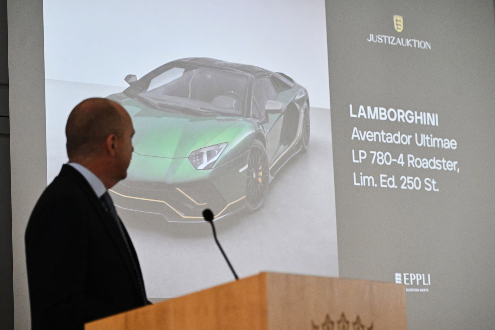 Bis zu 790.000 Euro ist der grüne Lamborghini wert, den das Land demnächst versteigern lässt.