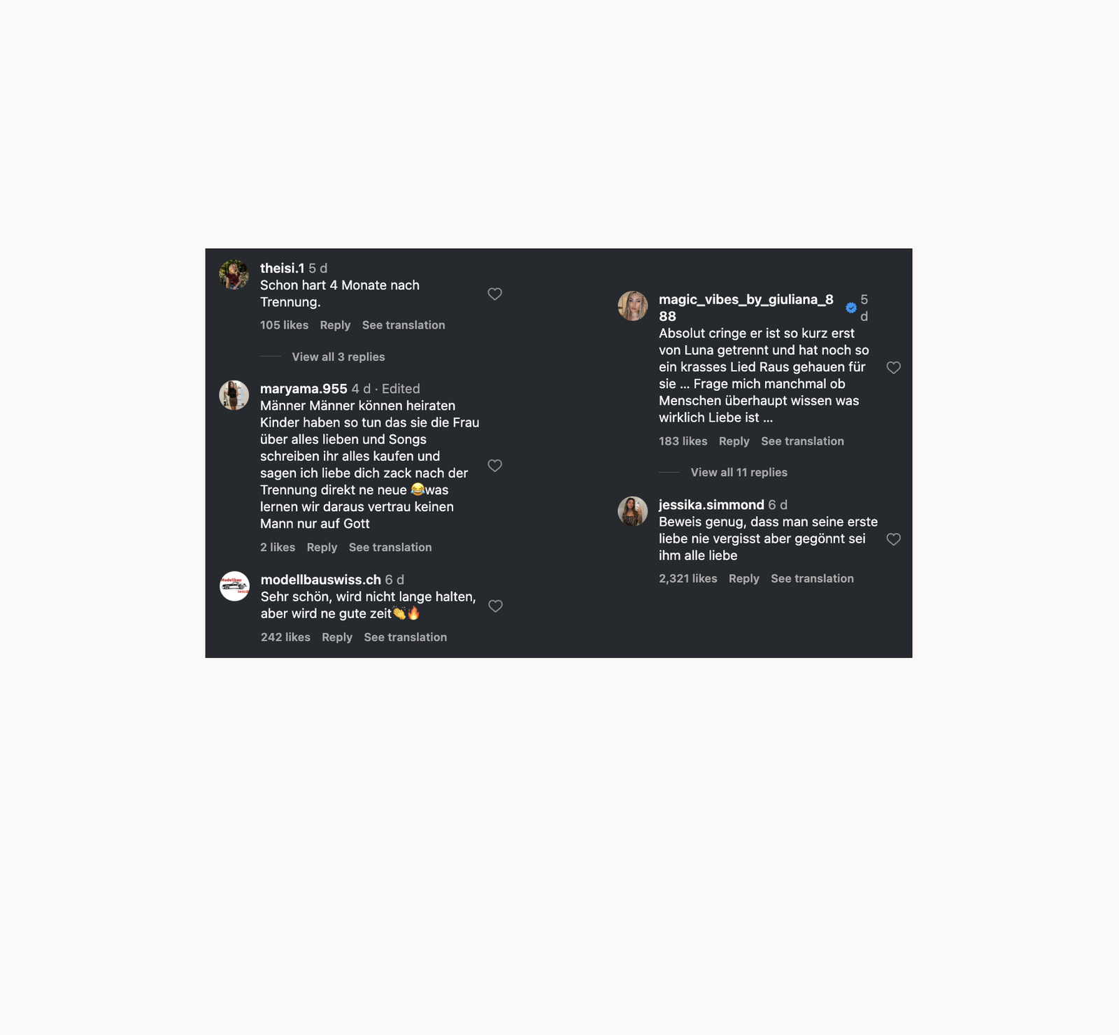 PA Sports - Instagram Kommentare neue Freundin