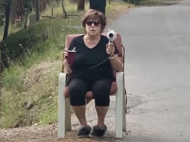 Grandma uses hair dryer to catch neighborhood speeders
