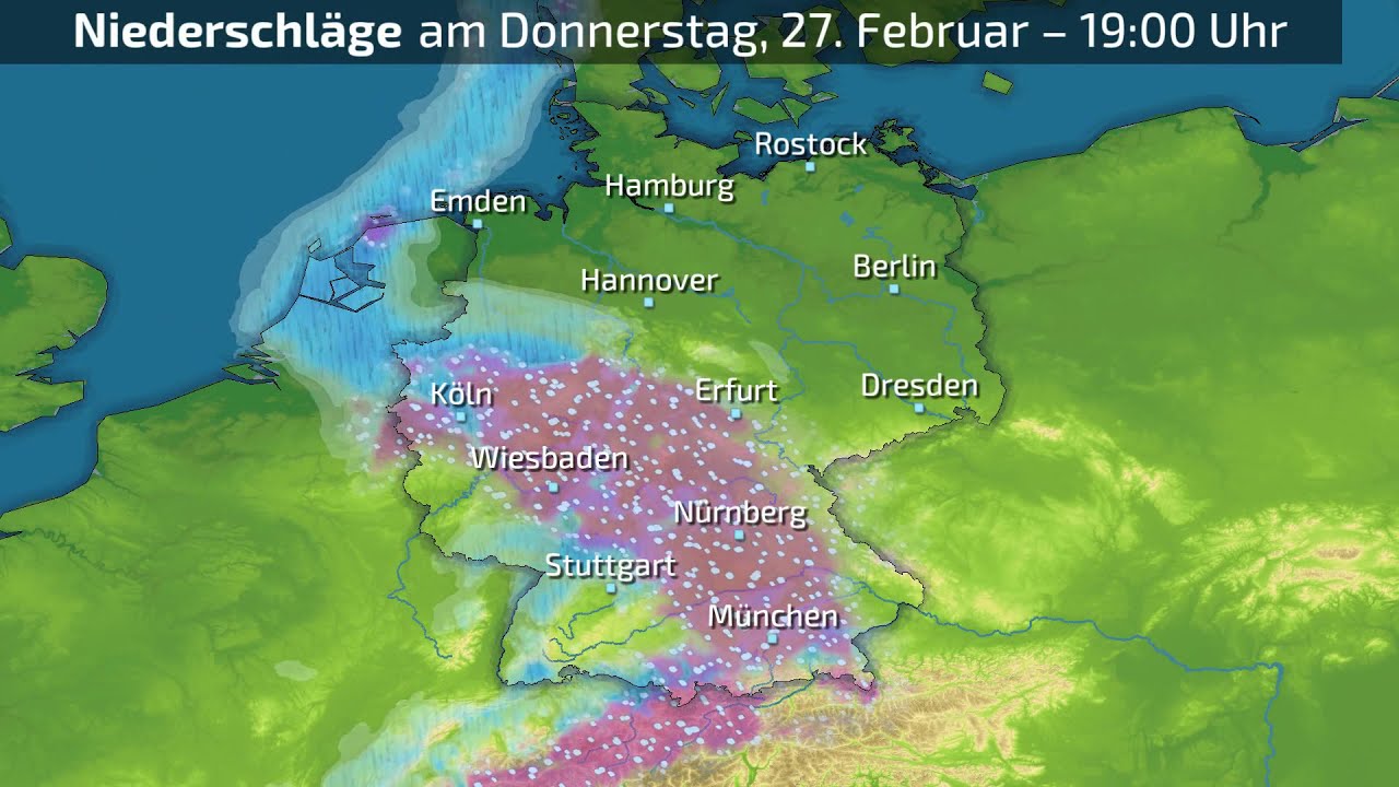 Die Schneefront von Tief Bianca zieht am Donnerstag über Deutschland!