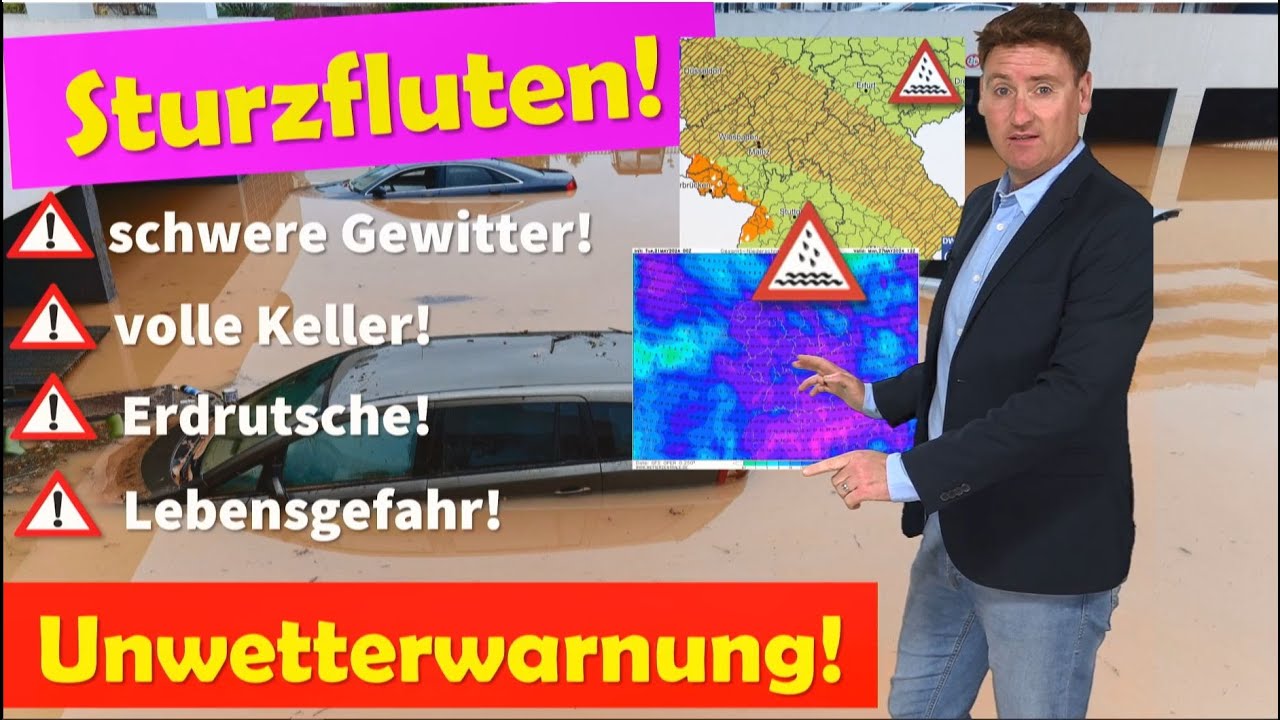 Alarmstufe ROT: Erneut Lebensgefahr durch schwere Sturzfluten und Gewitter! Starke Unwetter bis Juni