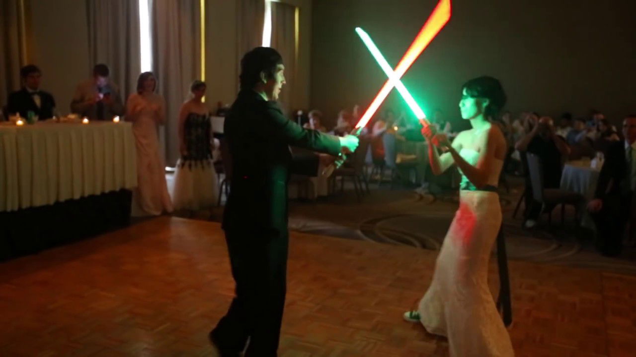 Bride and Groom First Dance: Lightsaber Battle!