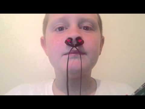 Putting earphones in nose makes mouth speakers