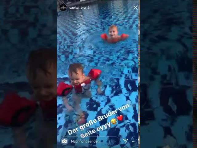Capital bra im Urlaub mit seinen Kindern und Ashraf 