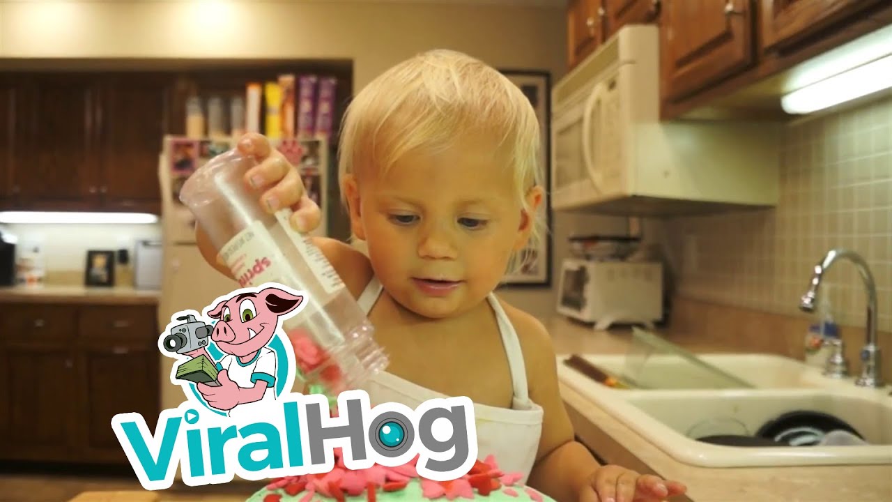 Cutest 2-Year-Old Cake Baker || VIralHog