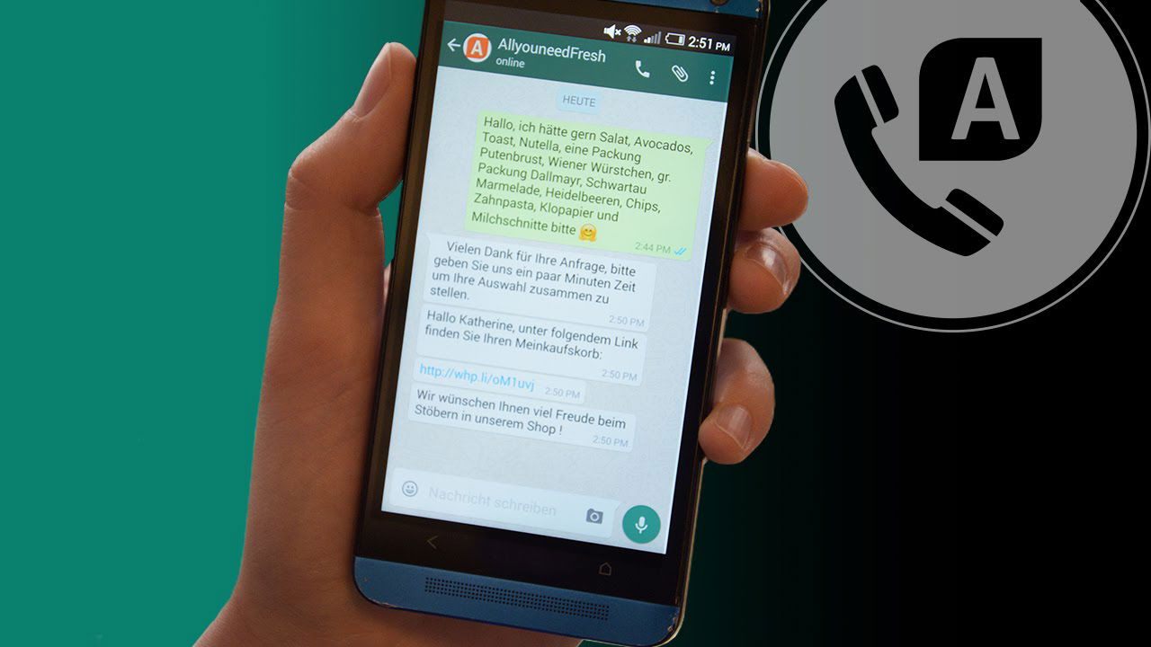 Bei AllyouneedFresh per WhatsApp einkaufen!