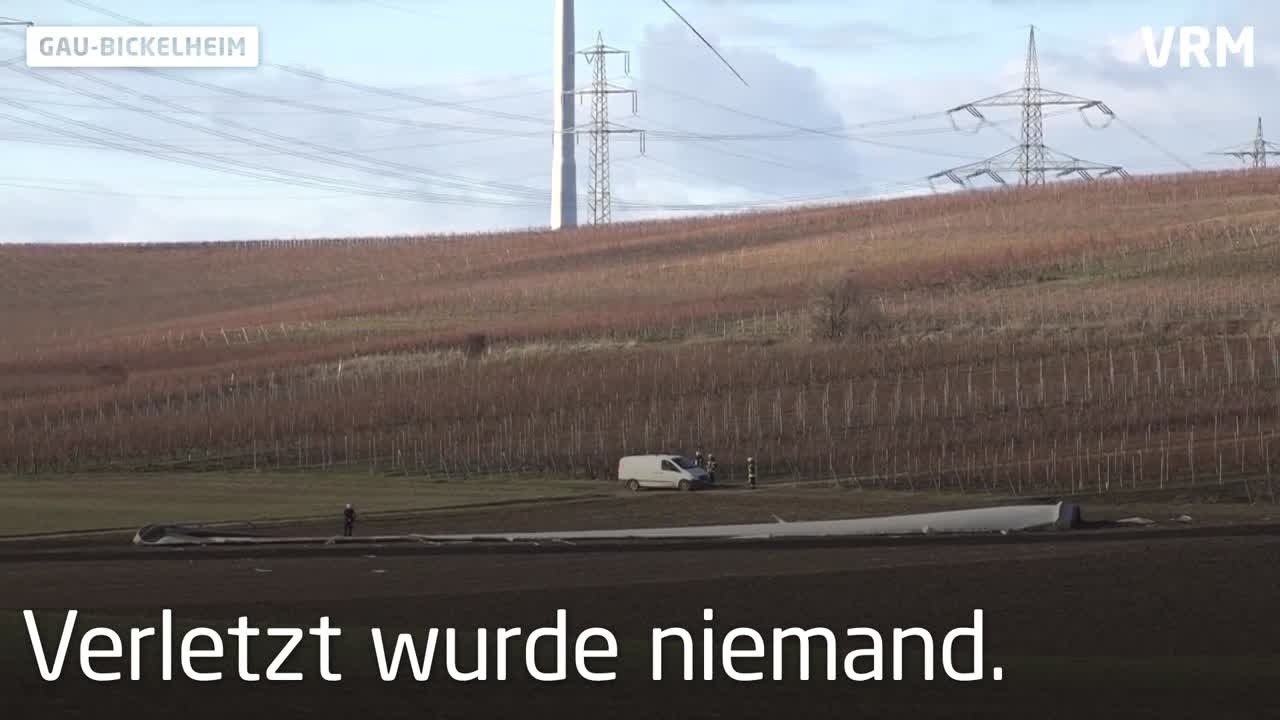 Gau-Bickelheim: Rotorblatt eines Windrades bricht ab