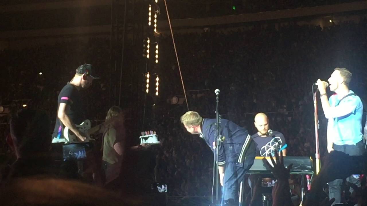 Coldplay James Corden happy birthday rosebowl