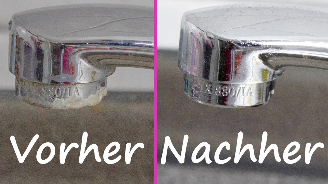 Stark verkalkten Wasserhahn richtig entkalken & reinigen mit Essig und Kondom