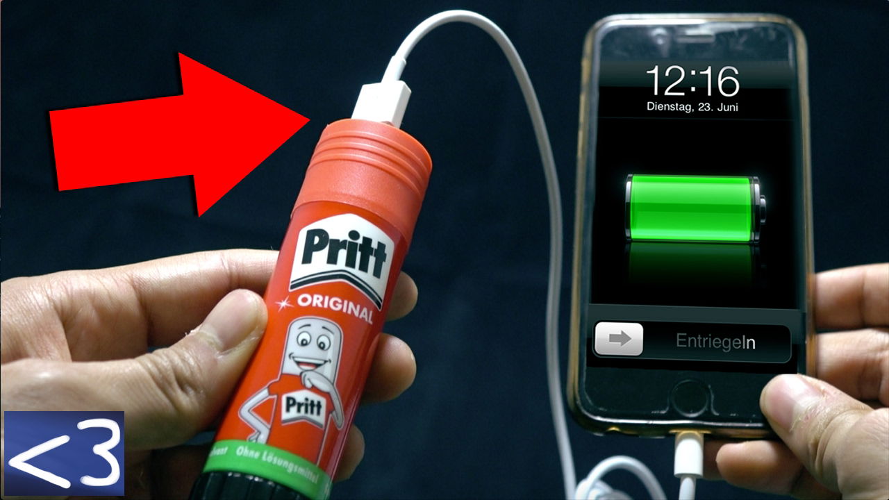 HANDY MIT EINEM KLEBER AUFLADEN IN 10 MINUTEN 