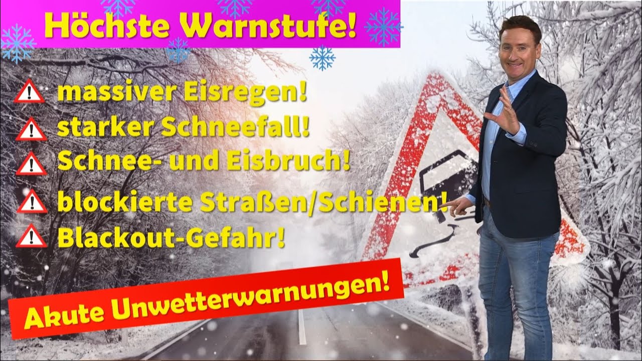 Höchste Warnstufe LILA! Stundenlang massiver Eisregen und starker Schneefall! Unwetter, Blackouts!