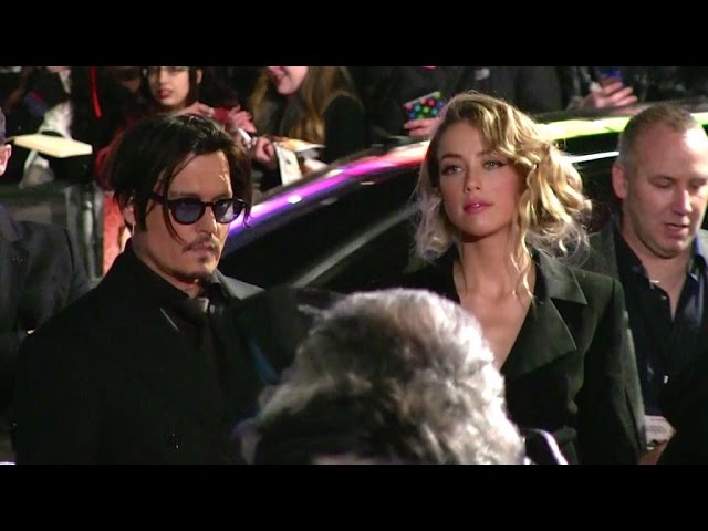 Johnny Depp and Amber Heard at the premiere of Mortdecai in London
