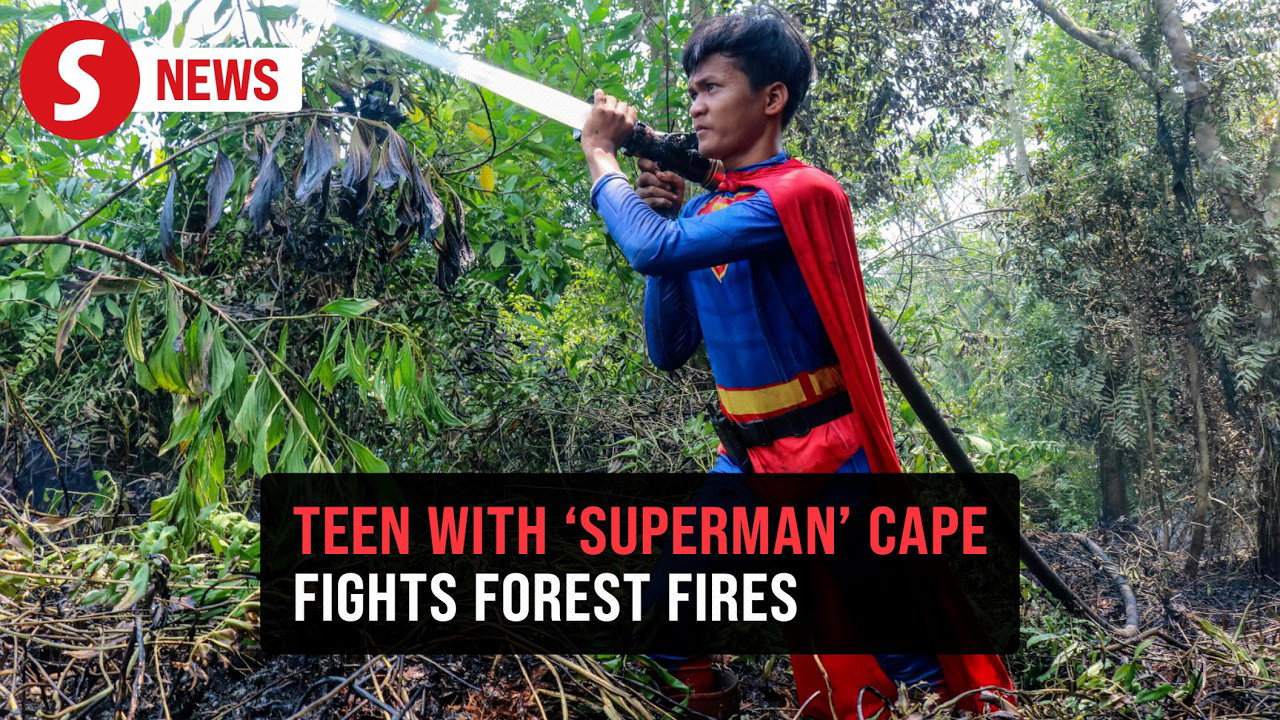 Teenage 'Superman' fights forest fires to save home in Indonesia's Kalimantan