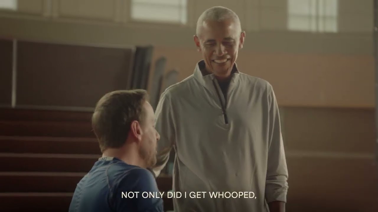 President Obama and Josh Turek play basketball