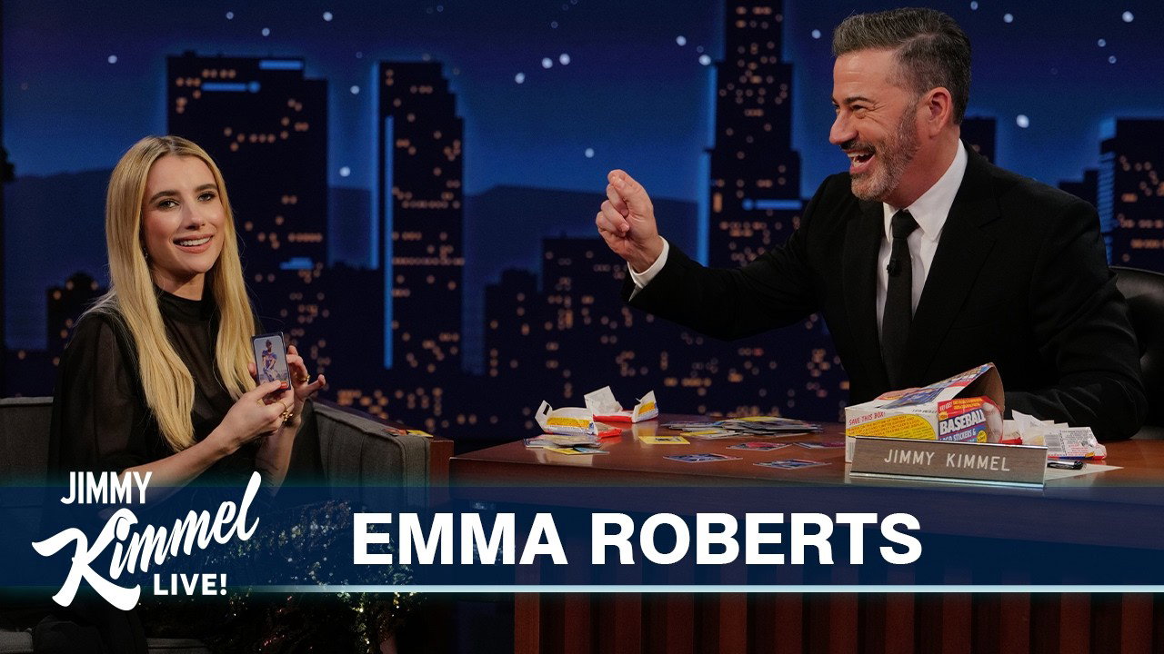 Emma Roberts on Getting Married, American Horror Story & She Breaks Baseball Cards with Jimmy Kimmel