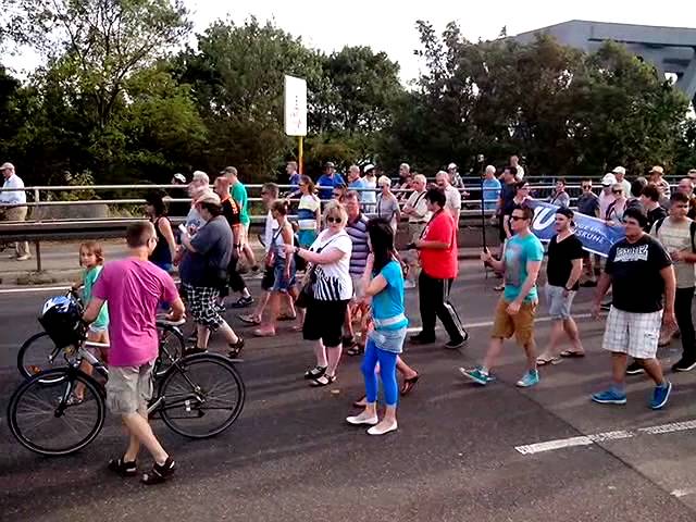 Demonstration für eine weitere Rheinbrücke