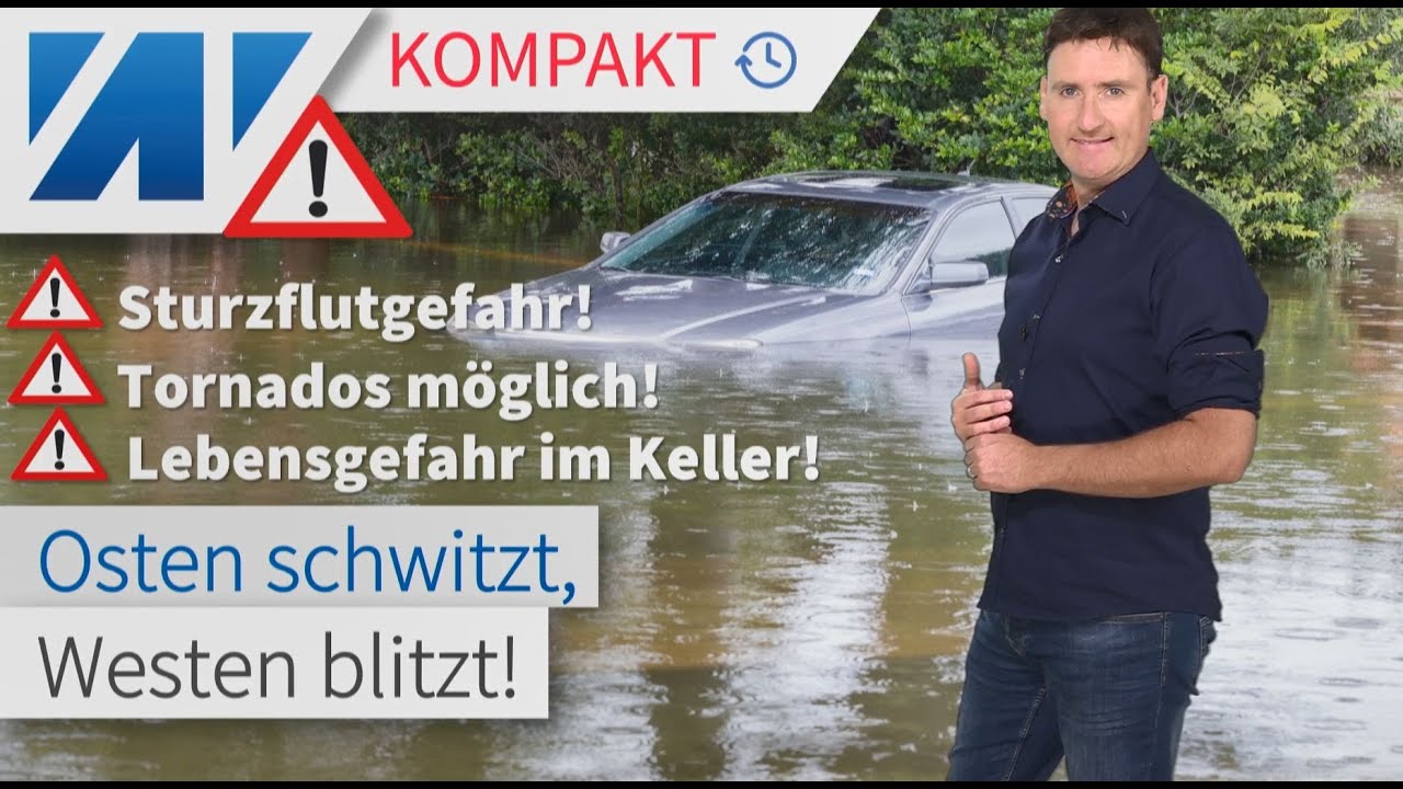 ❗ Unwetterwarnung ❗ Sogar Tornados 🌪️ möglich, Starkregen und Hagel! Warmes bis heißes Wochenende.