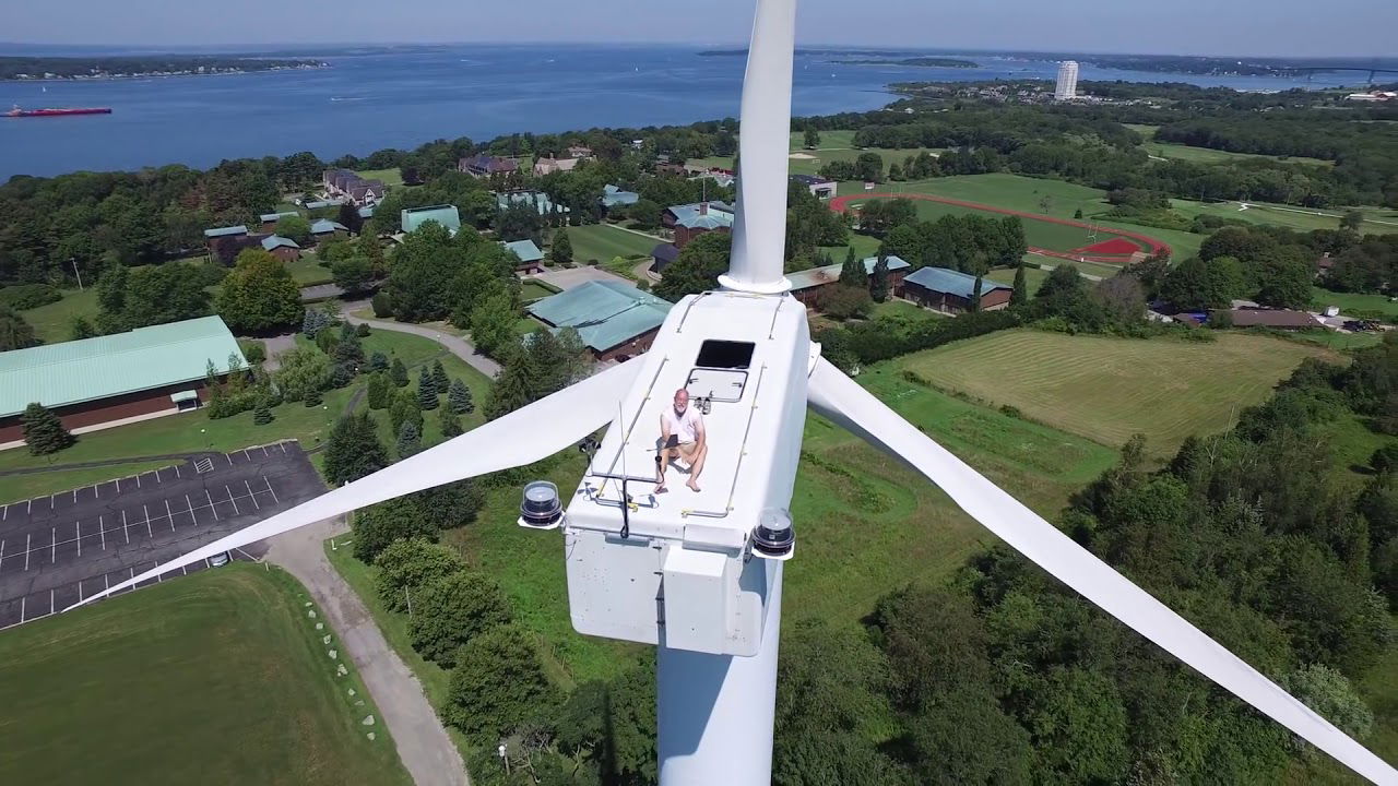 Drone Captures Man Sunbathing on Wind Turbine