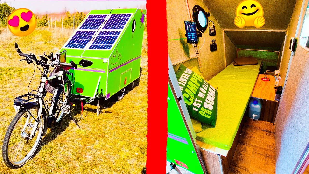 🤗SOWAS HAST DU NOCH NICHT GESEHEN!!!🙈 ROOMTOUR  SOLAR Fahrradwohnwagen MINICAMPER😍