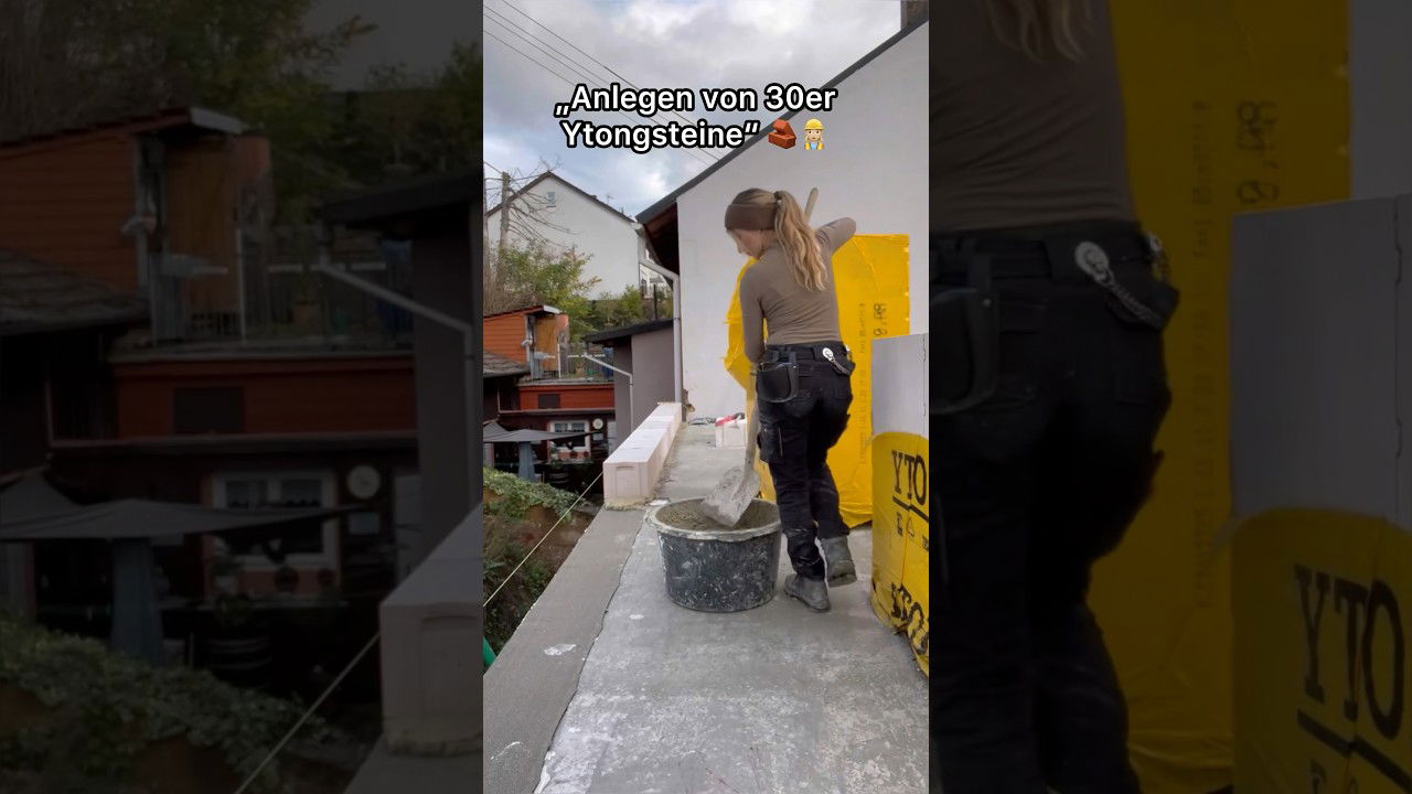 How to anlegen von 30er Ytongsteine 🫱🏼‍🫲🏾🧱 #baustelle #shorts  #maurerin  #ytong