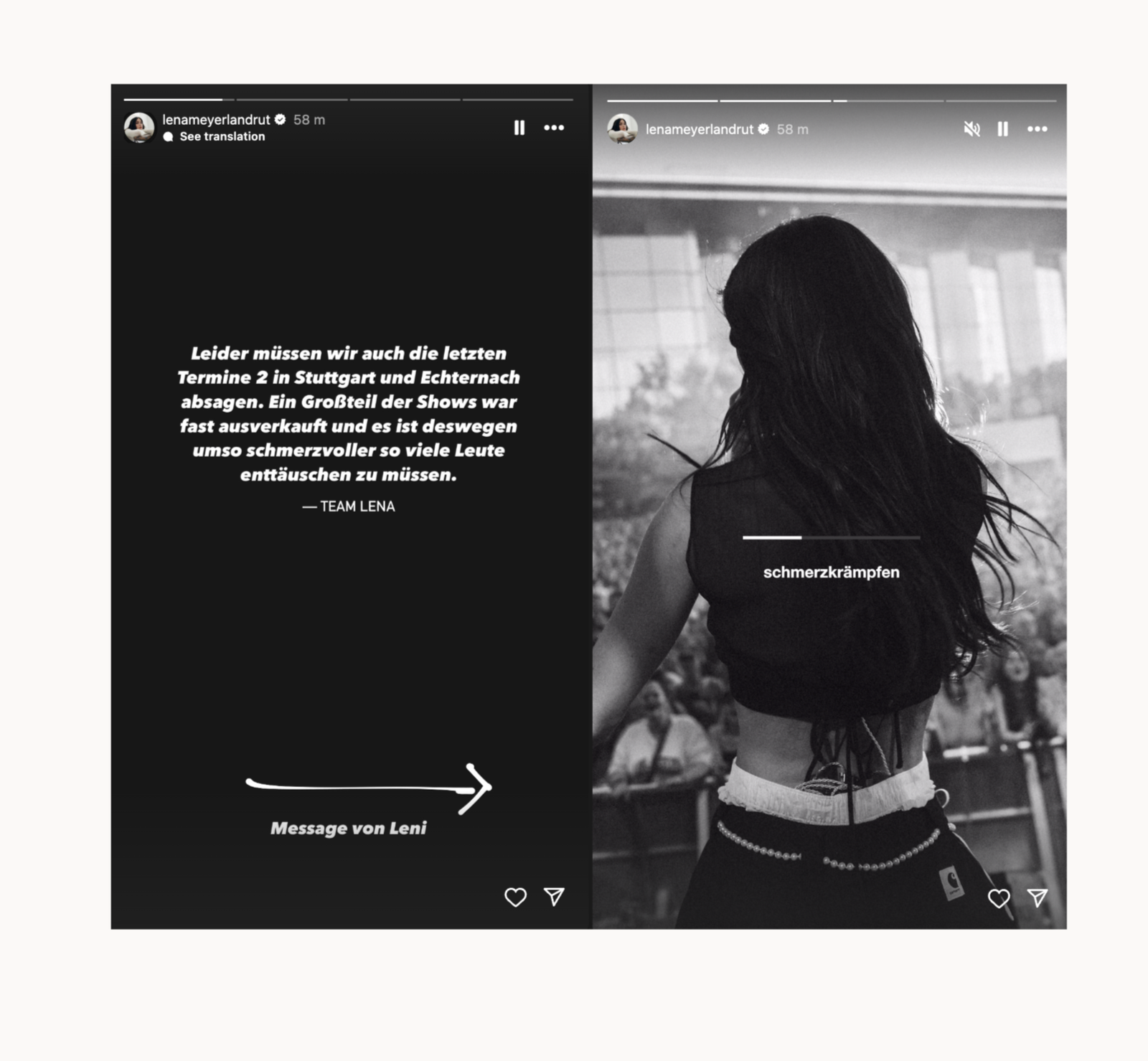 Lena Meyer-Landrut Instagram-Story ABSAGE